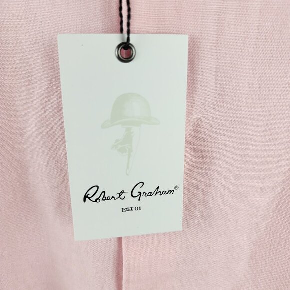 Robert Graham Shirt Mens Borsi S Pink Linen Blend Classic Fit S/S Button Up NWT - Picture 6 of 9